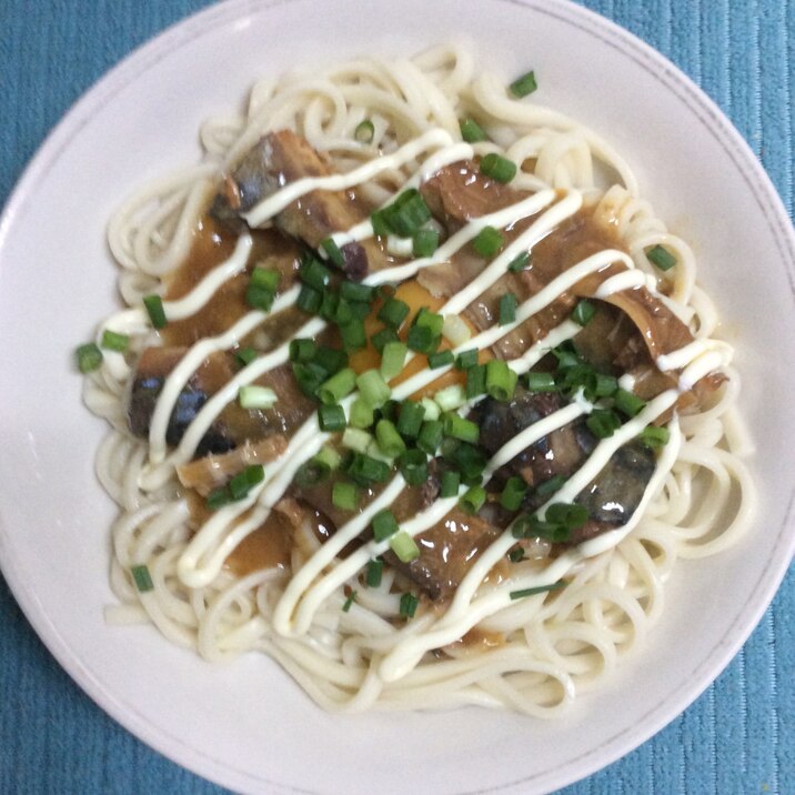 さば缶で♪さばマヨ釜玉うどん